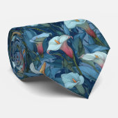 Chic Groomsmen Gift Calla Lilies Floral Stropdas (Opgerold)