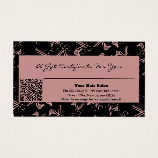 Chic Hair Tools Motif QR Code certificat cadeau (Devant)