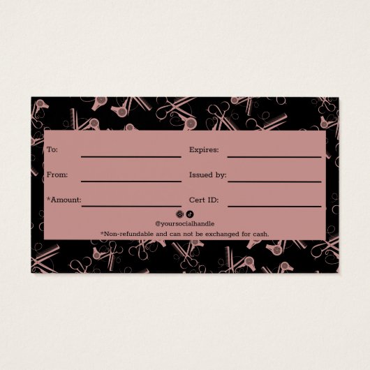 Chic Hair Tools Patroon QR Code Gift Certificaat Visitekaartje (Achterkant)