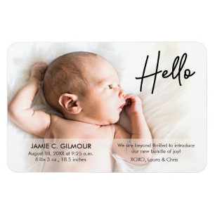 Chic Hallo Introductie Baby met foto-naam Magneet