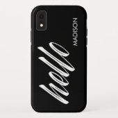 Chic Hallo Script en Jouw naam Black White Case-Mate iPhone Case (Achterkant)
