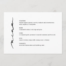 Chic Hand Geletterd Wedding Receptie Menu