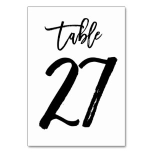 Chic Hand Geletterde Tafelnummer Kaart   Tabel 27