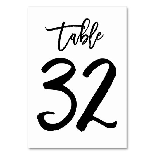 Chic Hand Geletterde Tafelnummer Kaart | Tabel 32 (Voorkant)