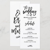 Chic Hand Geletterde Trouwmenu Menu (Voorkant / Achterkant)