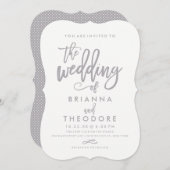 Chic Hand Geletterde Zilveren bruiloft Uitnodiging (Voorkant / Achterkant)