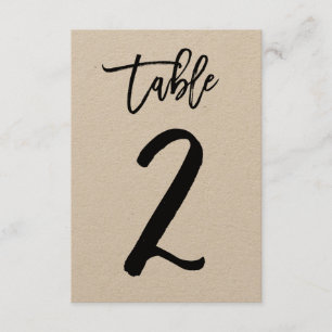 Chic Hand Letter Kraft Table Number Kaart   Tabel 