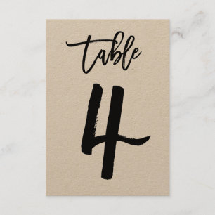 Chic Hand Letter Kraft Table Number Kaart Tabel