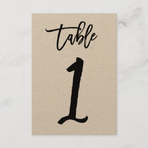 Chic Hand Letter Kraft Table Number Kaart   Tabel 