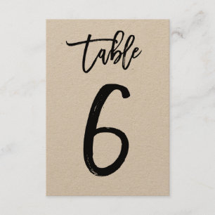 Chic Hand Letter Kraft Table Number Kaart Tabel