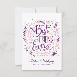 Chic Hand Letterde Beste Vriend ooit Gepersonalise Bedankkaart