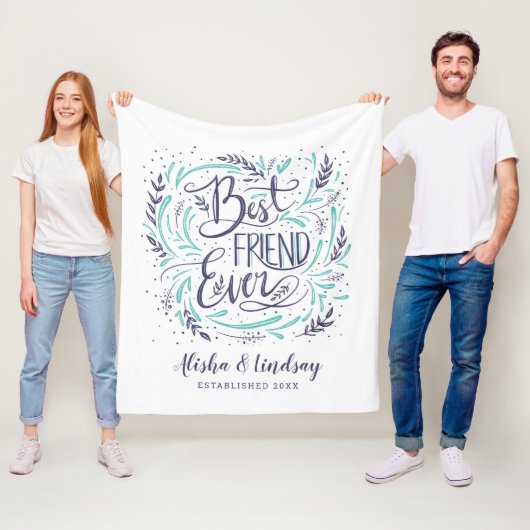 Chic Hand Letterde Beste Vriend ooit Gepersonalise Fleece Deken (In situ)