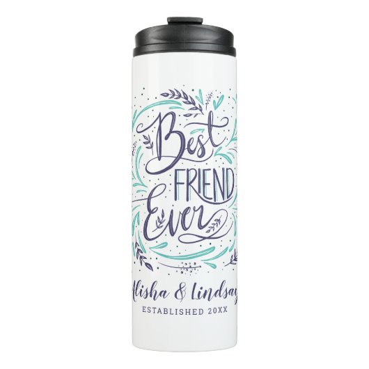 Chic Hand Letterde Beste Vriend ooit Gepersonalise Thermosbeker (Voorkant)