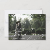 Chic Hand Lettered 2 Photo Wedding Bedankkaart (Voorkant)