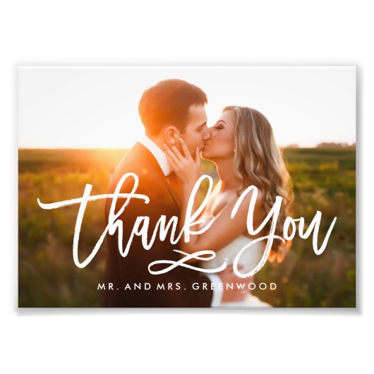 Chic Hand Lettered Bedankt Foto Afdruk (Voorkant)