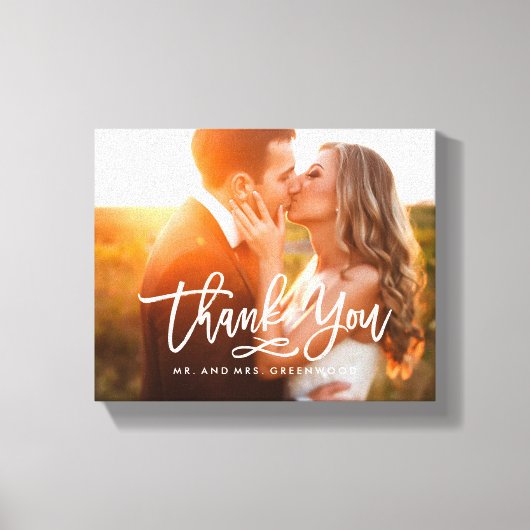 Chic Hand Lettered Bedankt Foto Canvas Afdruk (Voorkant)