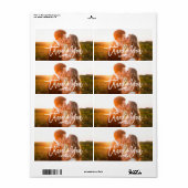 Chic Hand Lettered Bedankt Foto Etiket (Full Sheet)