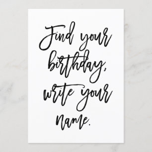 Chic Hand Lettered Find Your Birthday, Kaart