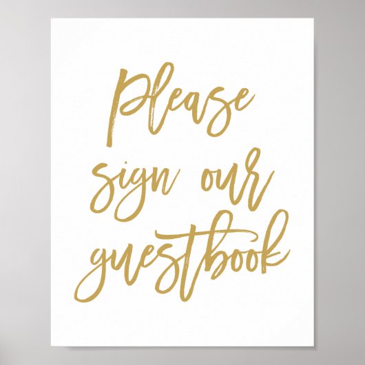 Chic Hand Lettered Gold Guestbook Poster (Voorkant)