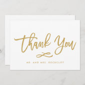 Chic Hand Lettered Gold Hartelijk dank, flatje Bedankkaart (Voorkant / Achterkant)