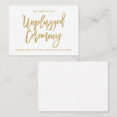Chic Hand Lettered Gold Unplugged Ceremony Visitekaartje (Voorkant / Achterkant)