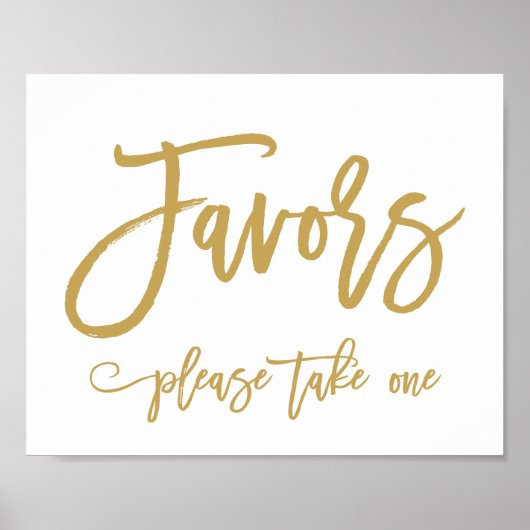 Chic Hand Lettered Gold Wedding Favors Sign Poster (Voorkant)