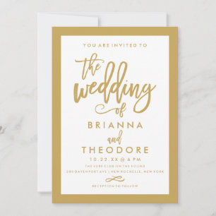 Chic Hand Lettered Gold Wedding Invitation Border Kaart