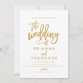 Chic Hand Lettered Gold Wedding Uitnodiging (Voorkant)