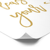 Chic Hand Lettered Gold Wedding vind je stoel Poster (Hoek)