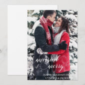 Chic Hand Lettered Married Merry Foto Feestdagenkaart (Voorkant / Achterkant)
