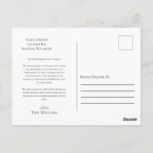 Chic Hand Lettered Photo Weddenschap Hartelijk dan Briefkaart (Achterkant)