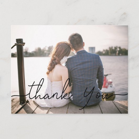 Chic Hand Lettered Photo Weddenschap Hartelijk dan Briefkaart (Voorkant)