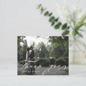 Chic Hand Lettered Photo Wedding Bedankt Briefkaart (Staand voorkant)