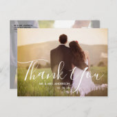 Chic Hand Lettered Photo Wedding Bedankt Briefkaart (Voorkant / Achterkant)