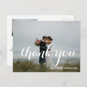 Chic Hand Lettered Photo Wedding Bedankt Briefkaart (Voorkant / Achterkant)