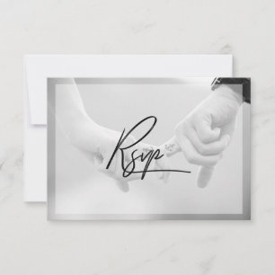 Chic Hand Lettered Photo Wedding RSVP Kaartje