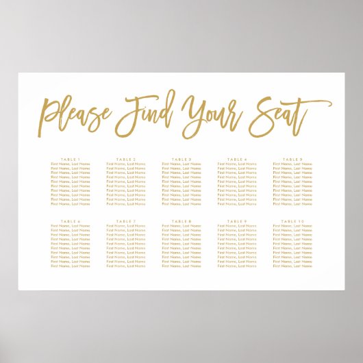 Chic Hand Lettered Seining Chart Gold Poster (Voorkant)