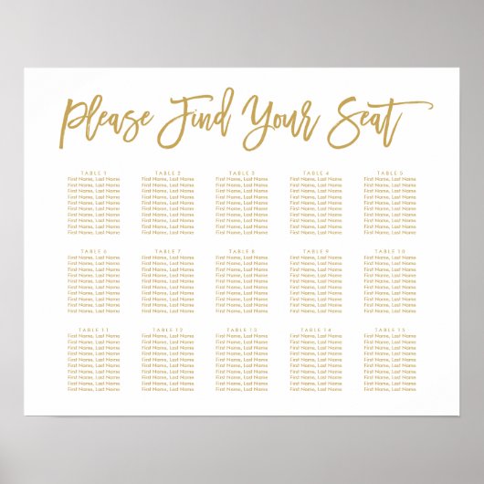 Chic Hand Lettered Seining Chart Gold Poster (Voorkant)
