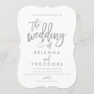 Chic Hand Lettered Silver Wedding Uitnodiging