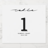 Chic Hand Lettered Table Number Sparkling Wijnetiket (Enkel label)