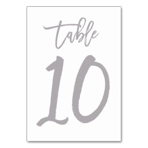 Chic Hand Lettered tafel nummer Zilver   Tabel 10 Kaart