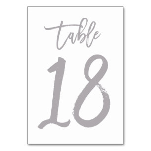Chic Hand Lettered tafel nummer Zilver   Tabel 18 Kaart