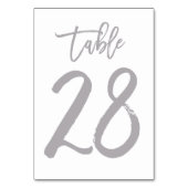 Chic Hand Lettered tafel nummer Zilver | Tabel 28 Kaart (Voorkant)