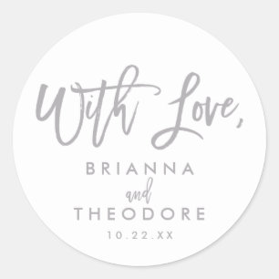 Chic Hand Lettered Weddenschap with Love Favor Lab Ronde Sticker