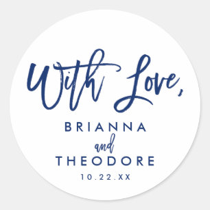 Chic Hand Lettered Weddenschap with Love Favor Lab Ronde Sticker