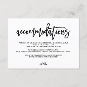 Chic Hand Lettered Wedding Accomodation Card Informatiekaartje