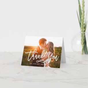 Chic Hand Lettered Wedding Bedankt Fotokaart