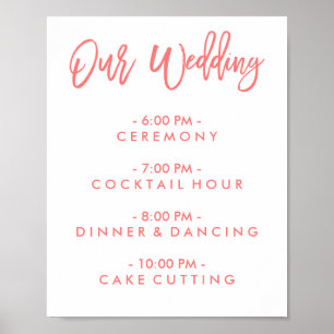 Chic Hand Lettered Wedding Day of Schedule Poster