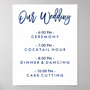 Chic Hand Lettered Wedding Day of Schedule Poster