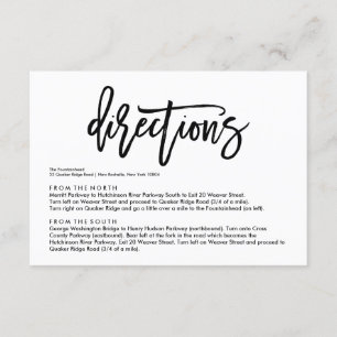 Chic Hand Lettered Wedding Directions Card Informatiekaartje